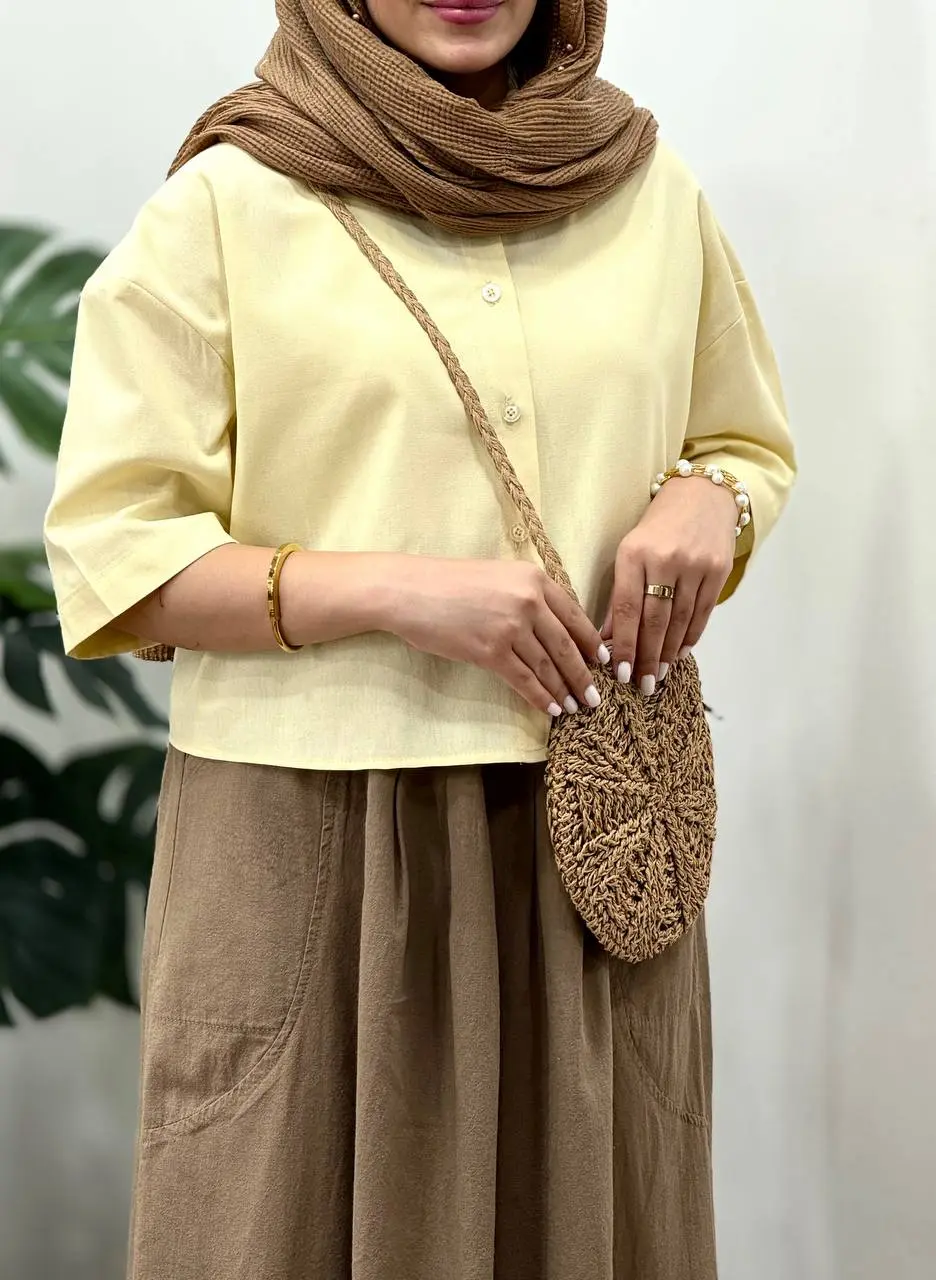 شومیز لینن پنبه ایل ماه